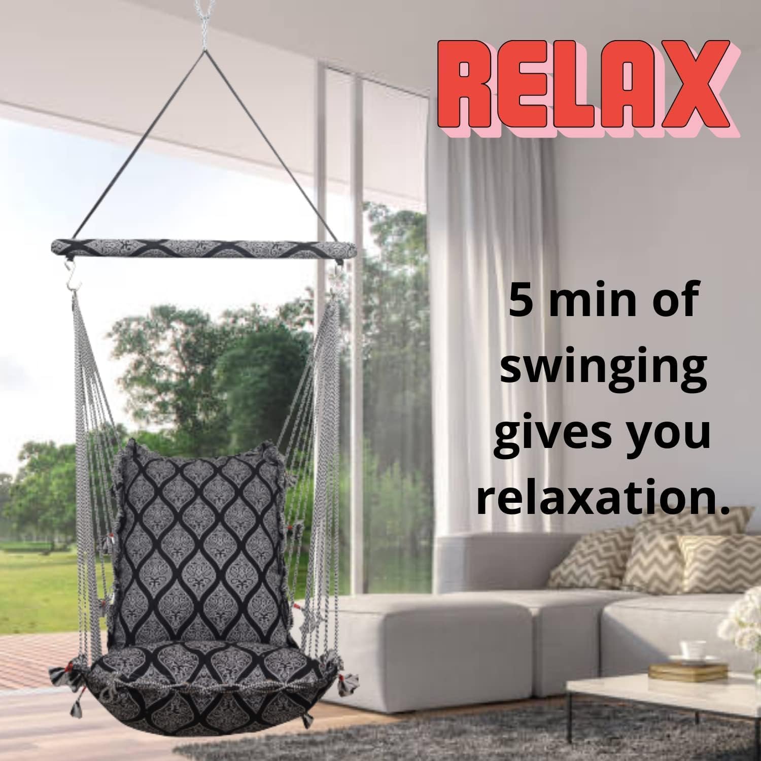 Swing Jhula Hanging Single Seater Chair for Home | Adult | Balcony (Completely Washable)