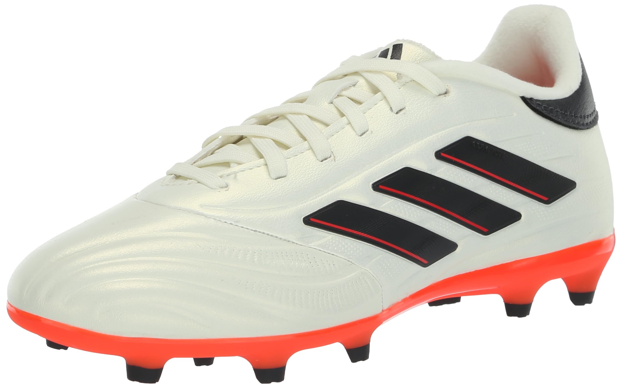 adidas Unisex Copa Pure 2.0 League Firm Ground Sneaker, Ivory/Black/Solar Red, 12 US Men