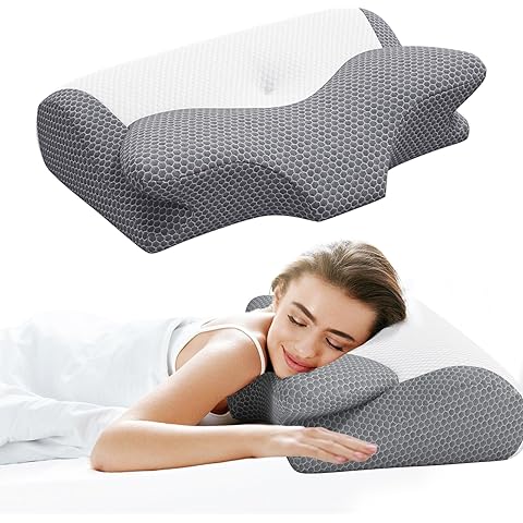 Cervical Neck Pillow,Ergonomic Memory Foam Orthopedic Cervical Pillow with Cooling ...