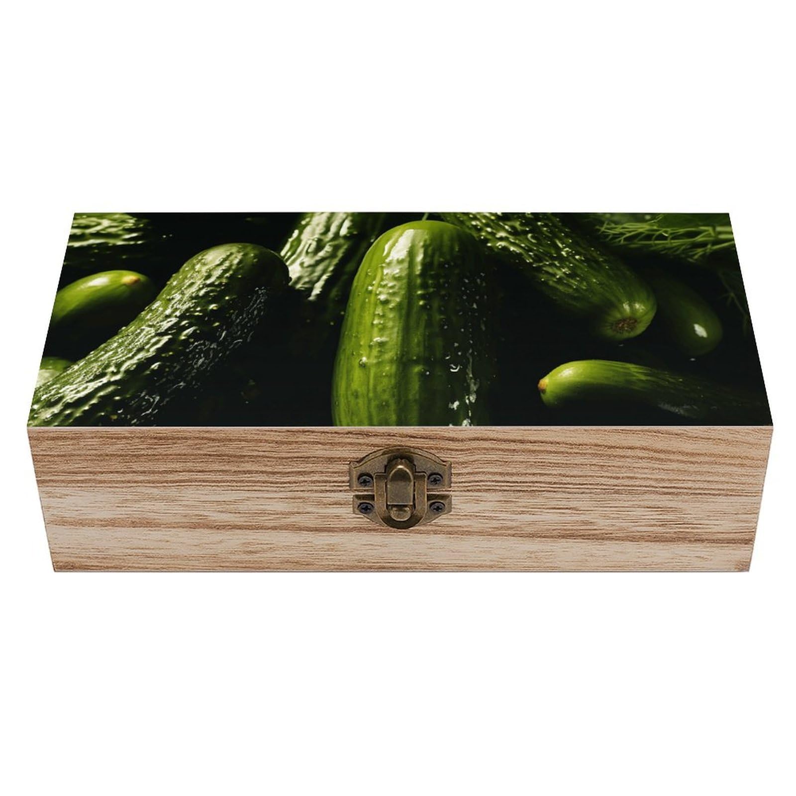 FekiLoot Pickle Wooden Keepsake Box Decorative Wood Storage Organizer with Hinged Lid Large Handmade Boxes Wedding Memory Treasure Box for Jewelry Photos Stamps Crafts