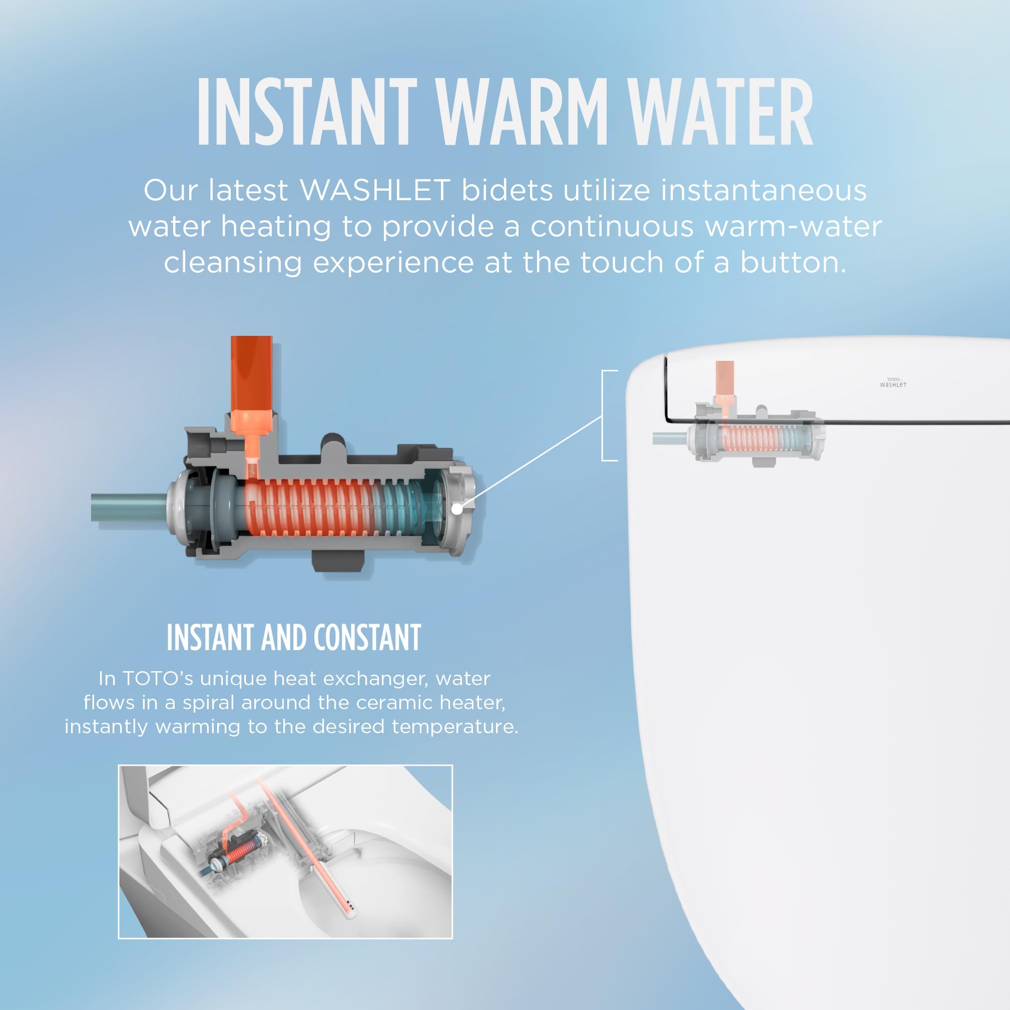 TOTO WASHLET KS5 Electronic Bidet Toilet Seat with Instantaneous Water Heating Self-Cleaning Wand and Heated Seat Elongated Cotton — view 3