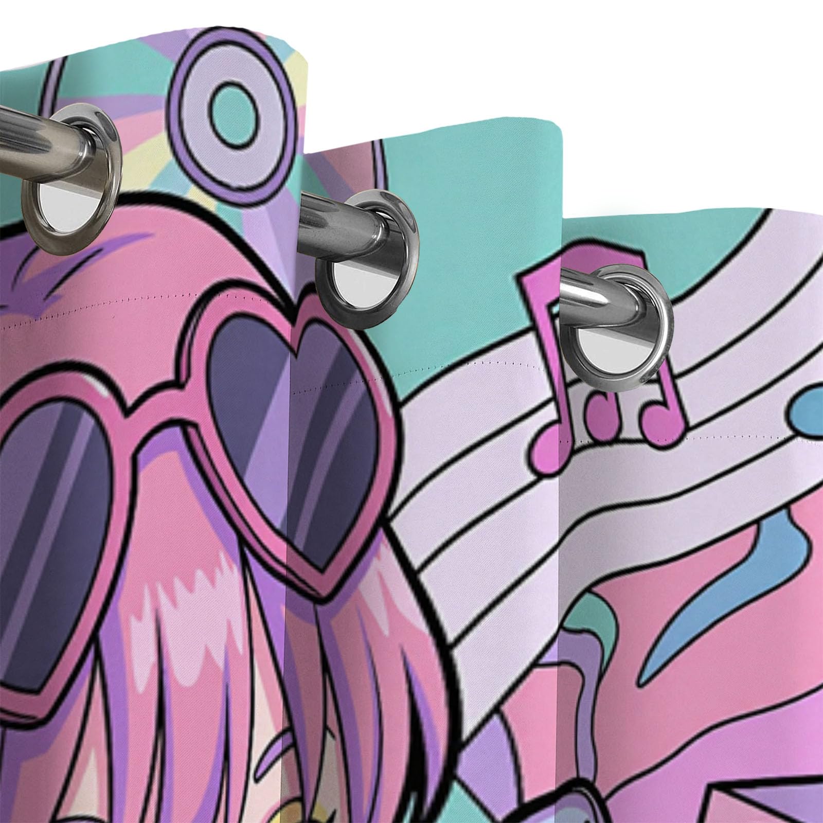 Vorhänge Blickdicht 2Er Set H245Xb140Cm – Anime-Schönheit Japanisches Harajuku-Poster, Rosa-Lila Gardinen Weiche Thermovorhänge Mit Ösen, Kälteschutz Vorhänge Für Schlafzimmer Wohnzimmer