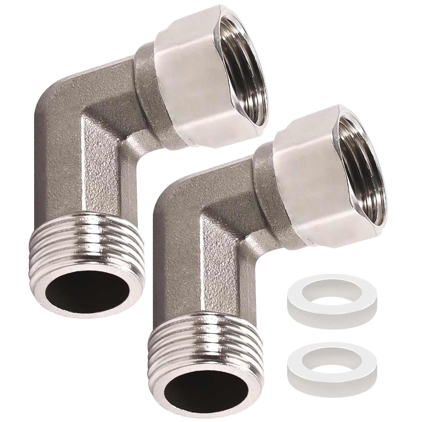 Tsophreniq Men's Multicolor 2 Pieces Practical Stainless Steel Movable Screw Connection 1 / 2Inch To Fe Thread 90 Degree Elbow Joint Designs Plumbing Connectors