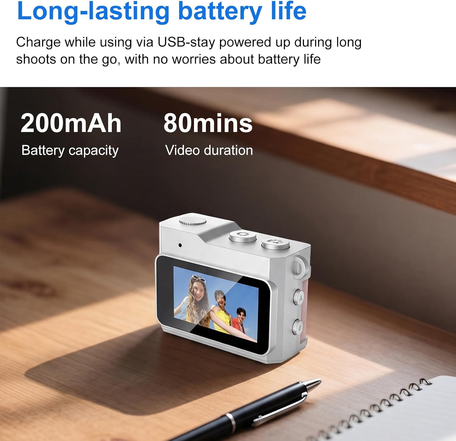 Mini Keychain Camera - 1080P FHD Mini Retro Digital Camera - Tiny Portable Small Cameras Vintage Compact Micro Cameras - Pocket Video Recorder with 8GB Card for Travel Study Recording