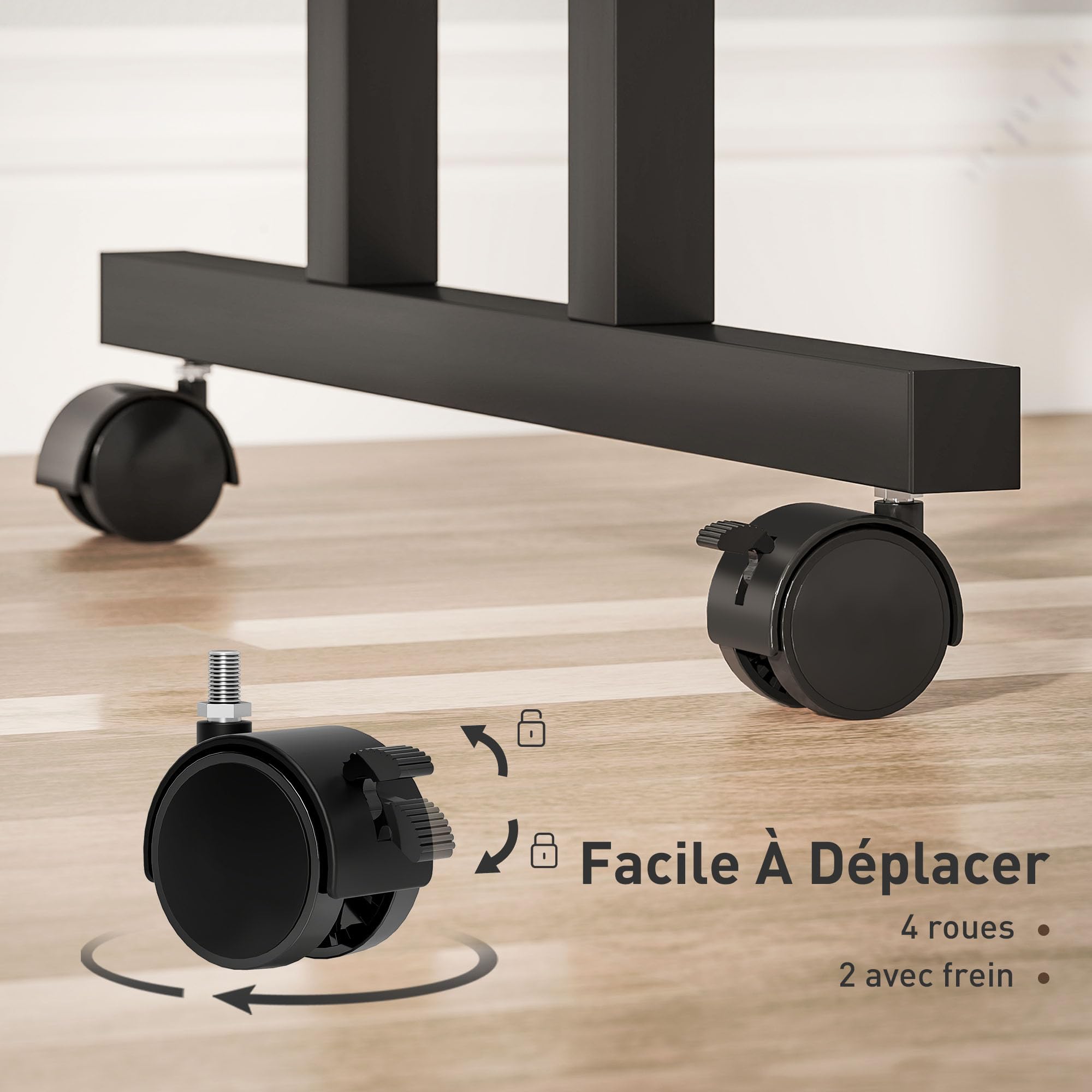 HOMCOM Scrivania sit-stand regolabile in altezza 70x60cm Marrone | Scrivania computer su ruote, piano inclinabile, postazione di lavoro per camera da letto, piccoli spazi