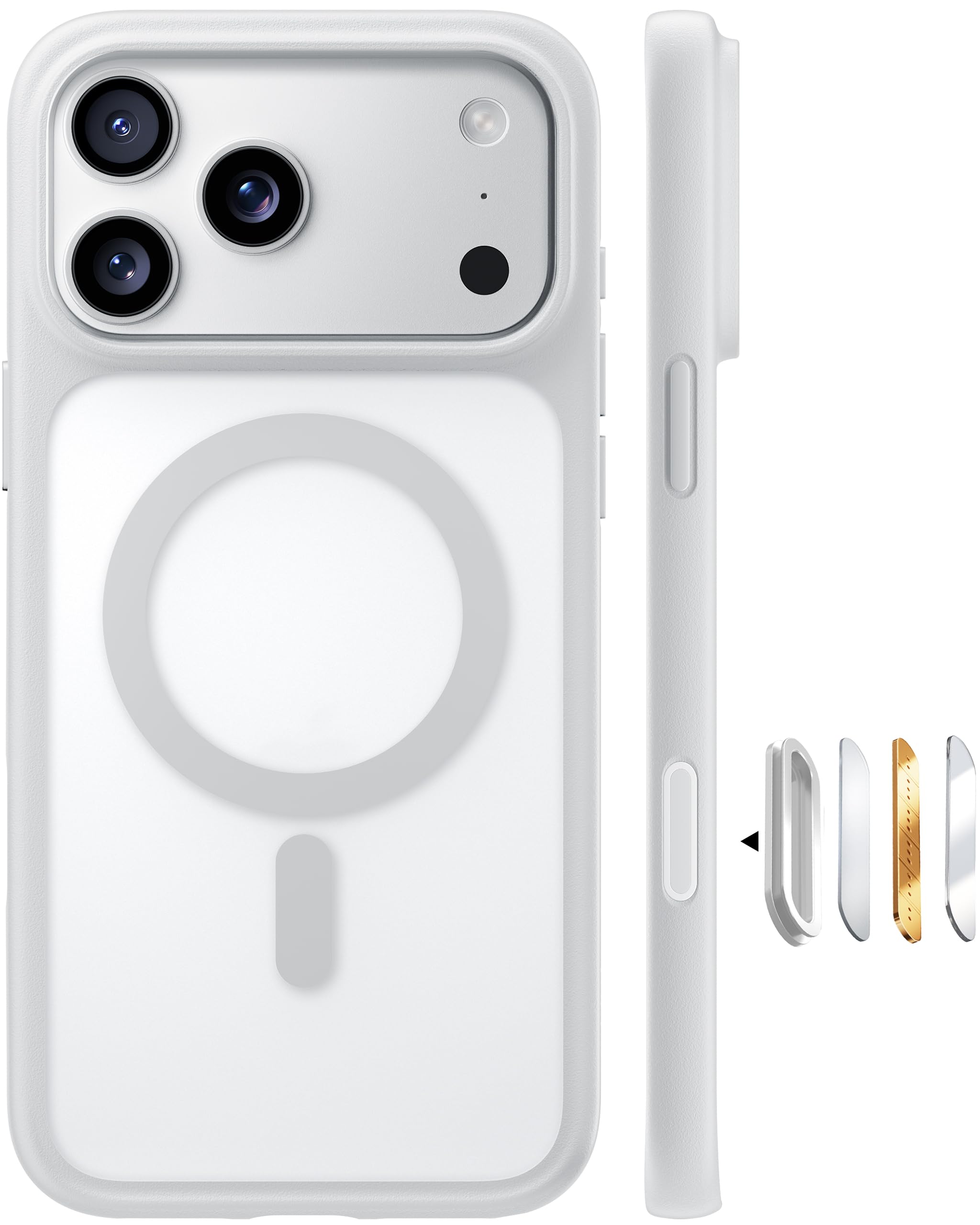 Photo 1 of TORRAS Magnetic Shockproof for iPhone 17 Pro Case, Camera Control, Compatible with MagSafe, Military-Grade Protection, Stronger Slim Translucent Phone Case for iPhone 17 Pro, Silver White