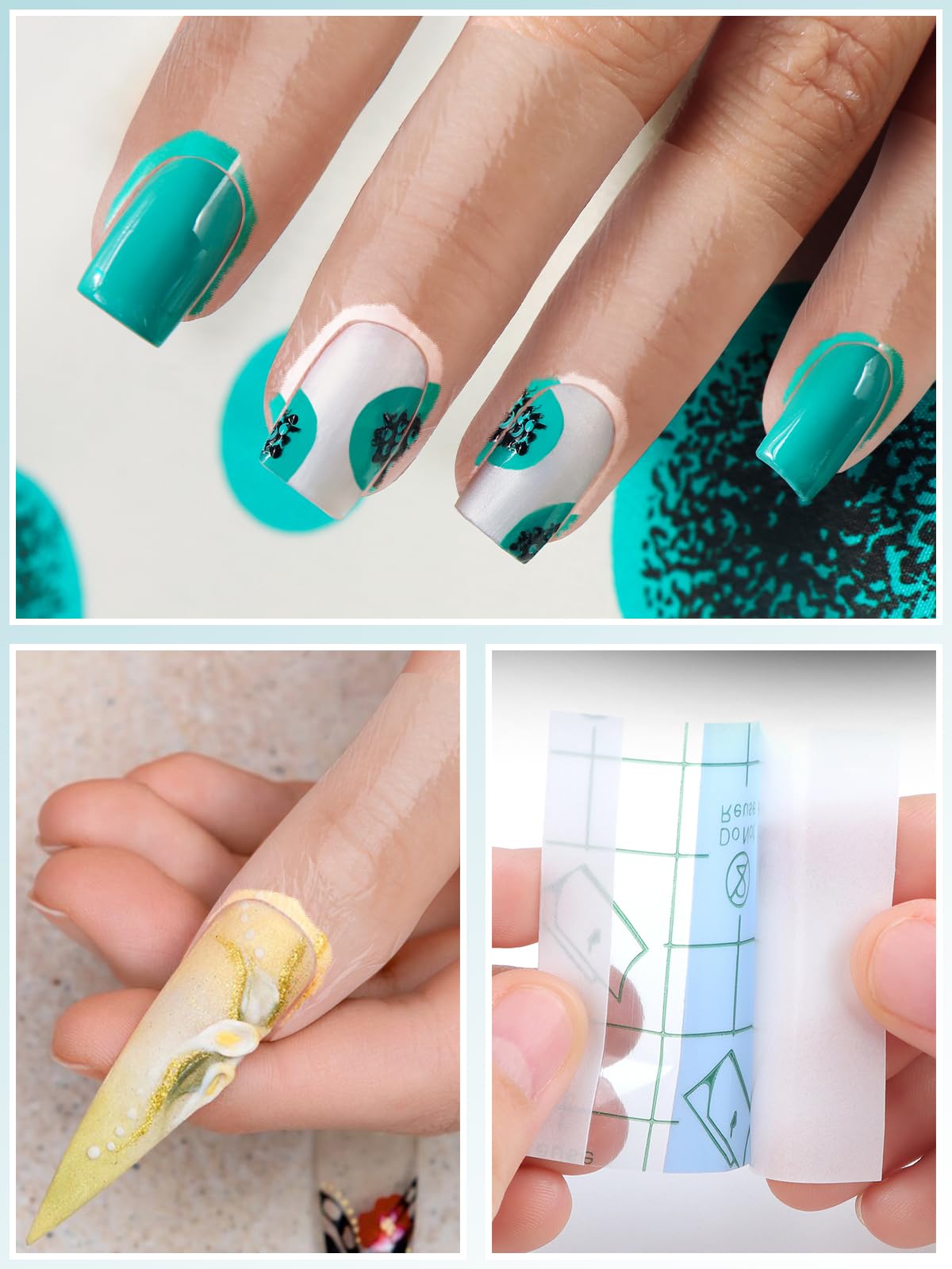 EBANKU 100 Protezioni per Unghie e Cuticole, Barriera per Smalto Peel Off, Forniture per Nail Art con Forbici e Lima