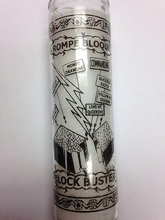 Block Buster/Block Breaker 7 Day Unscented White Candle in Glass Rompe Bloque