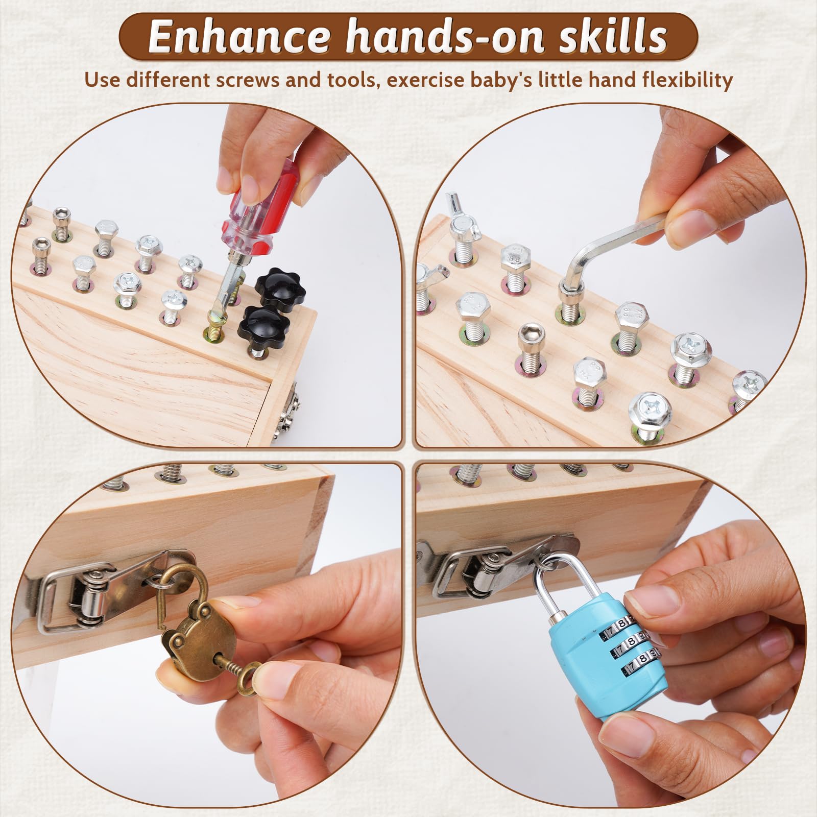 Montessori Jouet à partir de 3, 4, 5 ans, planche à visser en bois, jouet de motricité en bois, tournevis Busy Board, jouet éducatif, cadeau pour filles et garçons