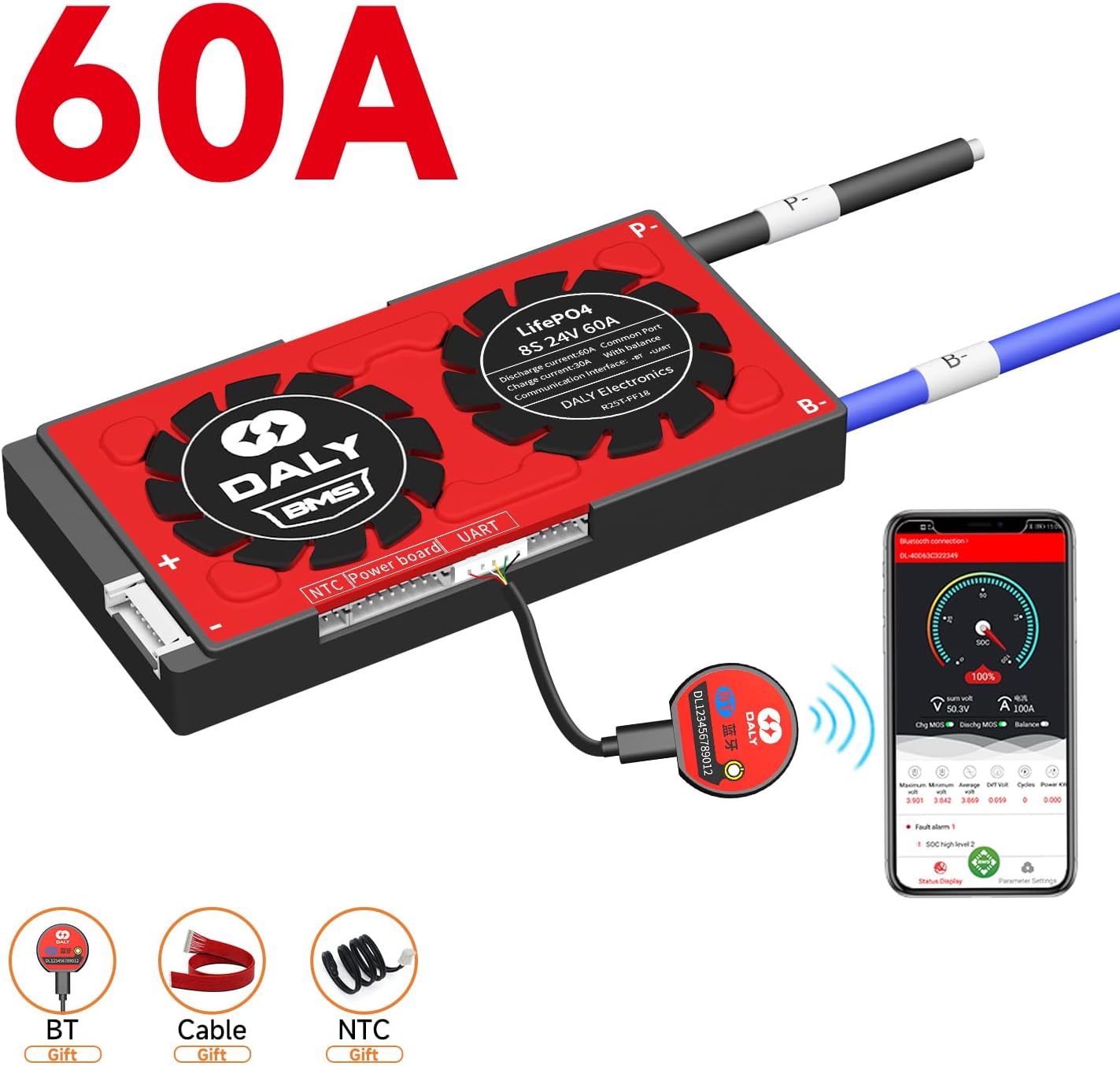 DALY Smart BMS with Bluetooth app interface