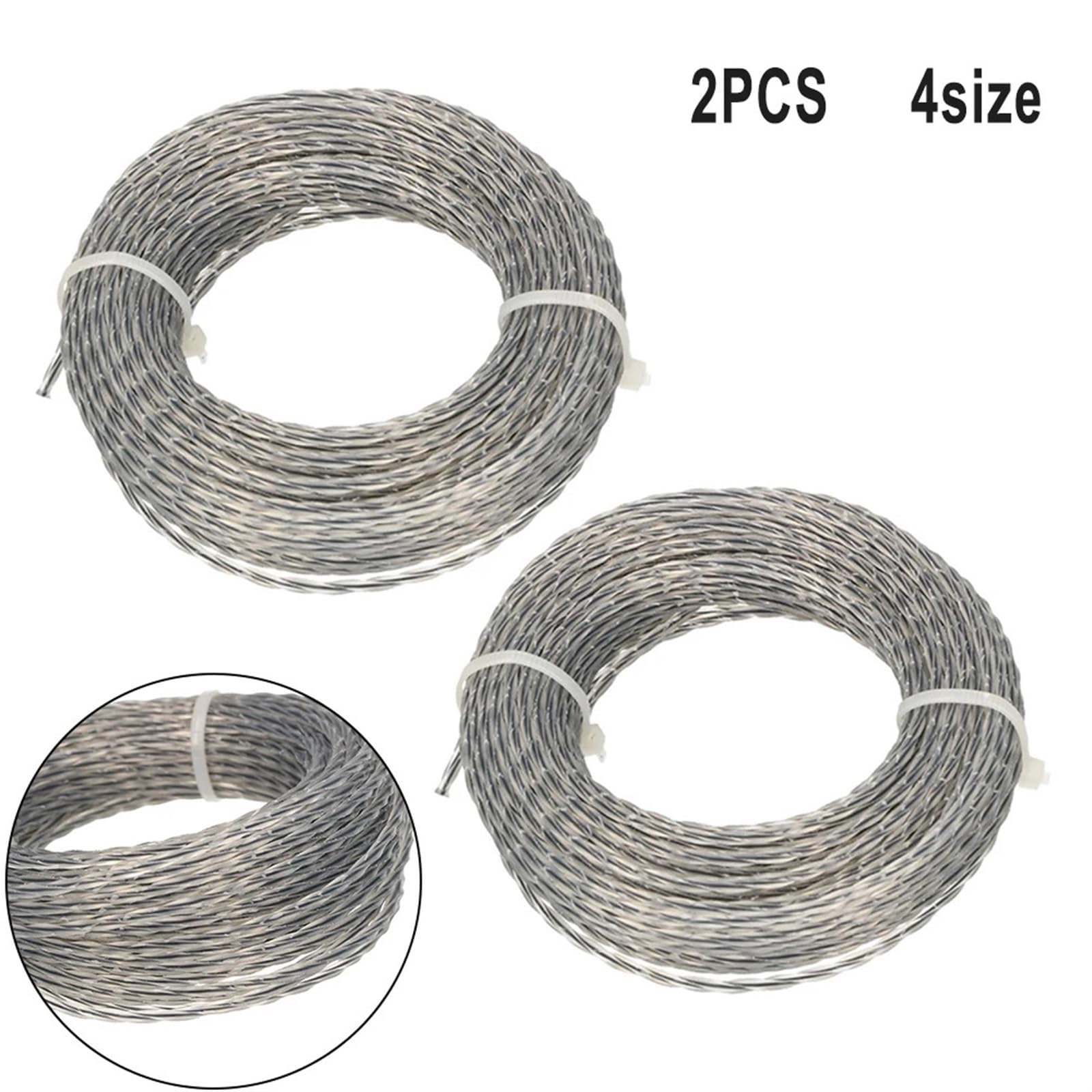 Hilo Desbrozadora Hilo de desbrozadora de césped reforzado con núcleo, carrete de hilo de 2,0-3,0 Mm X 15m/30m for cortar plantas silvestres, herramientas de jardín y agricultura, 2 juegos(15mx2.4mmx