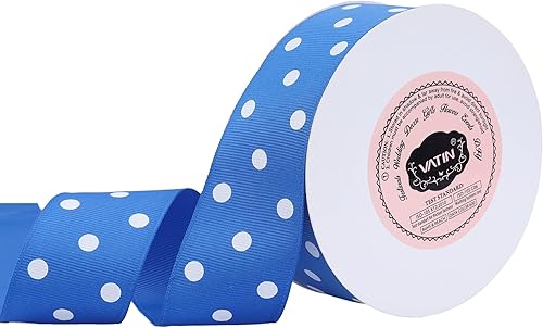 Miniatura 36 de VATIN Cinta de grogrén de lunares para manualidades, carrete de 1-1/2 pulgadas de ancho por 10 yardas, color verde manzana con puntos blancos, uso