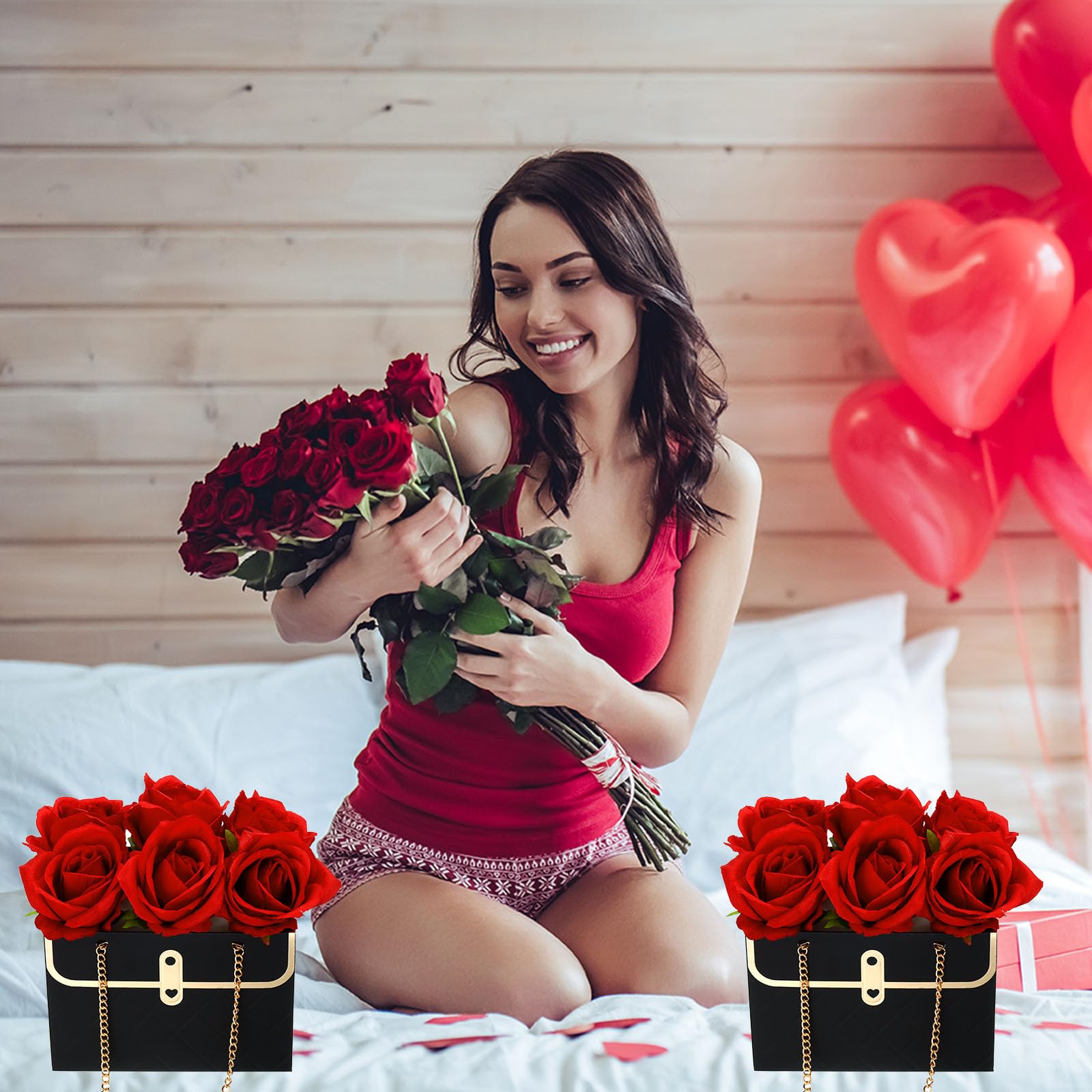 PATIKIL Papier-Blumen Geschenktüten – 12 Stück Mit Metallkette, Für Sträuße & Geschenke