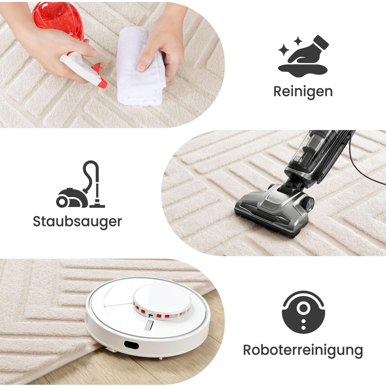 Treeboy Teppich Wohnzimmer 240X300cm Creme Großer Teppiche Schlafzimmer