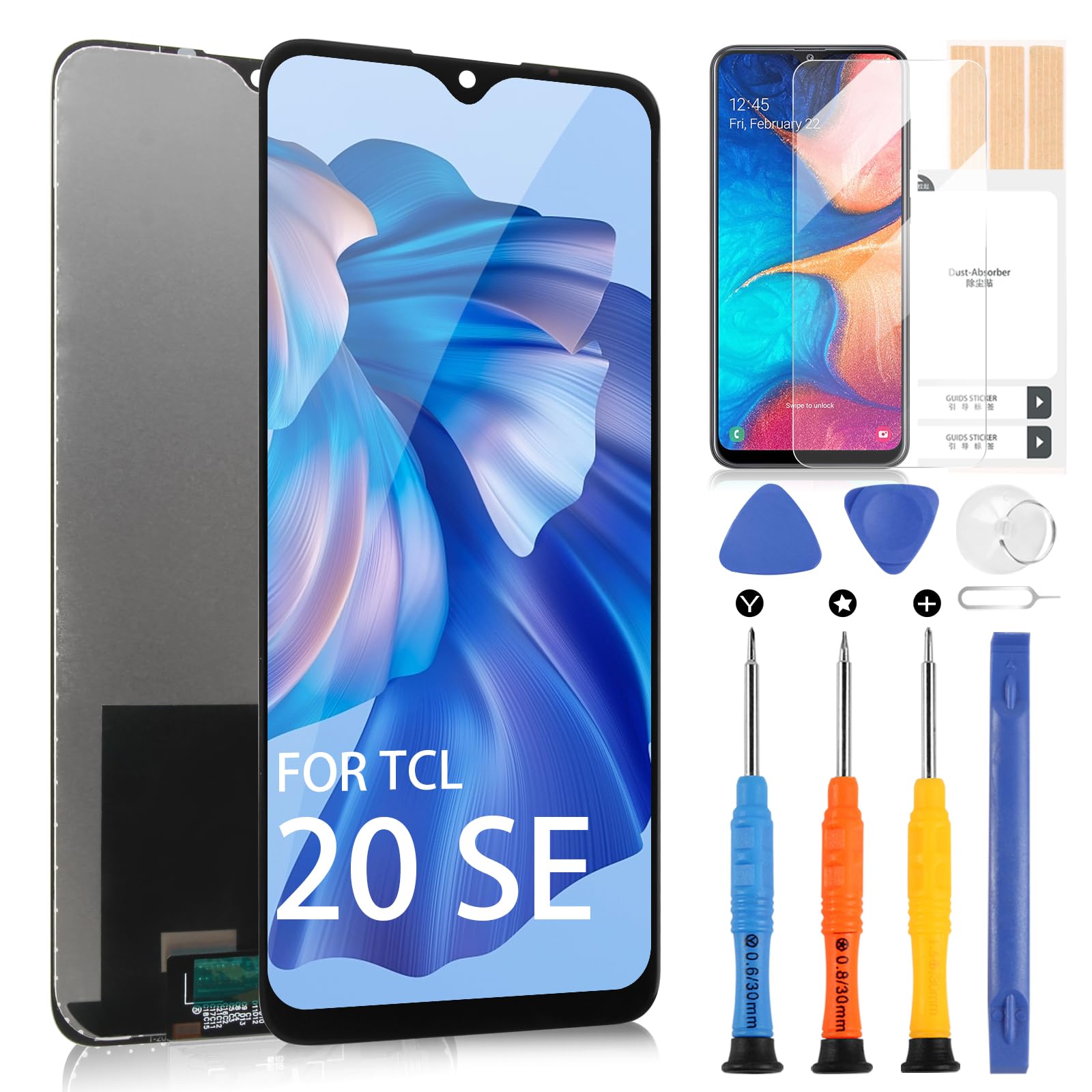 LCD Display Kits for TCL 20 SE, Screen Replacement for TCL 20 SE T671H T671F T671O T671E Touch Screen Digitizer Full Assembly with Repair Parts