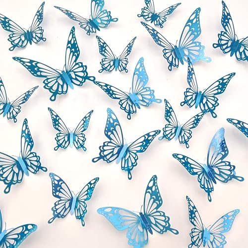 Calcomanías de pared, 60 unidades, de mariposas, diseño 3D, extraíbles, 5 colores, decoración del hogar, decoración del dormitorio de niño