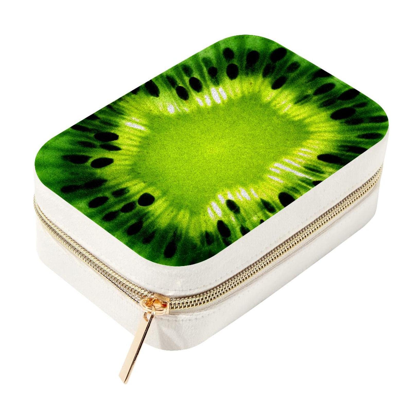 Organizador de joyas de terciopelo con cremallera, mini caja de almacenamiento para aretes Kiwi