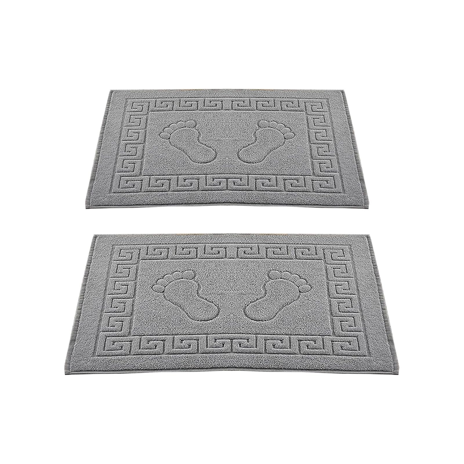 TT ThreadTrade Egyptian Cotton Key Pattern Bath Mats, Washable, Quick Dry, Absorbent And Durable, Comfortable And Cozy, Long Lasting, 50x70 cm, (Grey, Pack of 2)