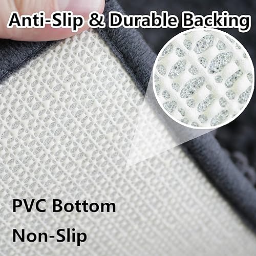 Miniatura 7 de Juego de 2 alfombras de baño absorbentes para baño, felpilla muy suave, antideslizante, 32 x 20 pulgadas + 20 x 20 pulgadas, alfombra de baño en