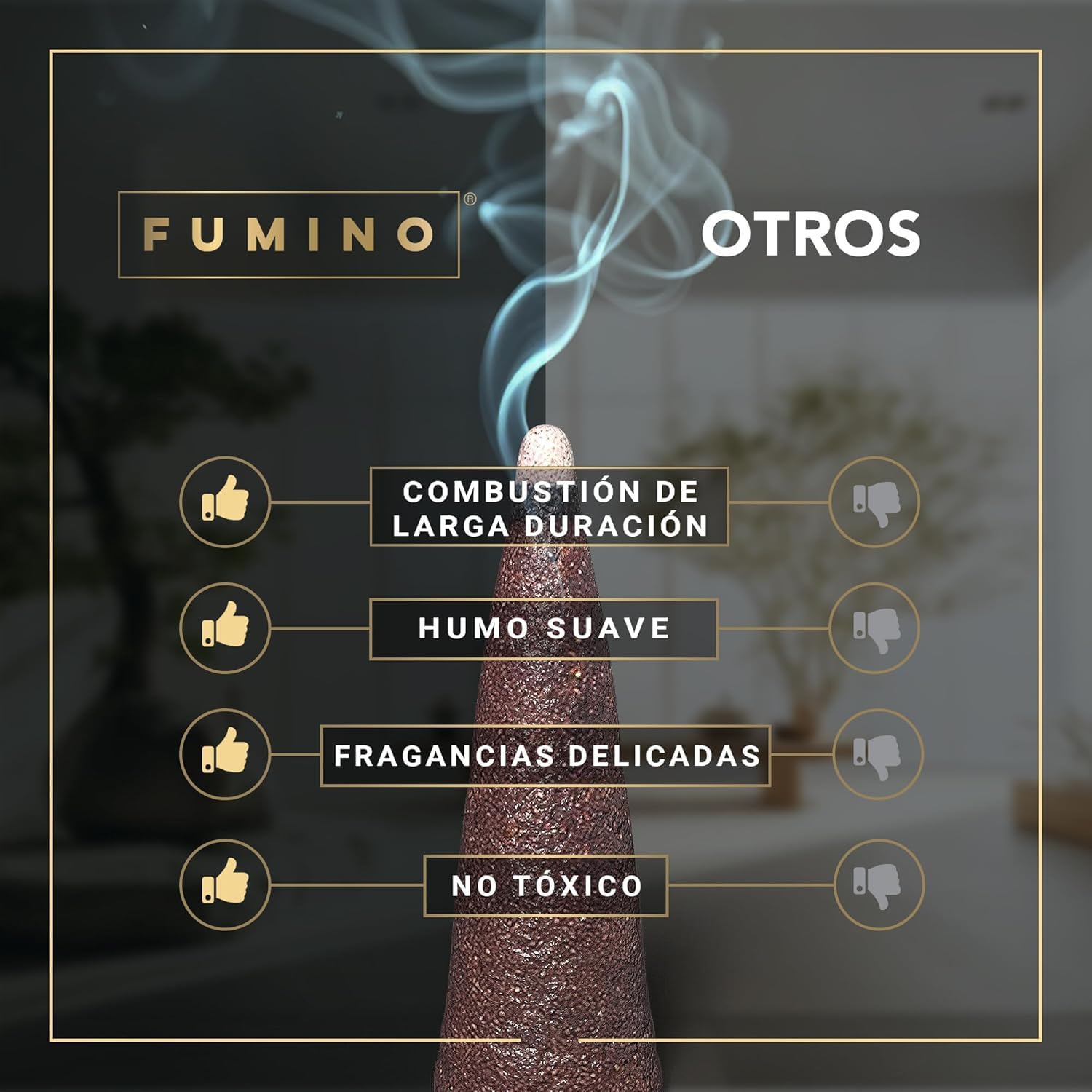 Fumino Simplemente Sándalo Conos de Incienso Fresco 15 por Caja Masala Agarbatti para Relajación Meditación