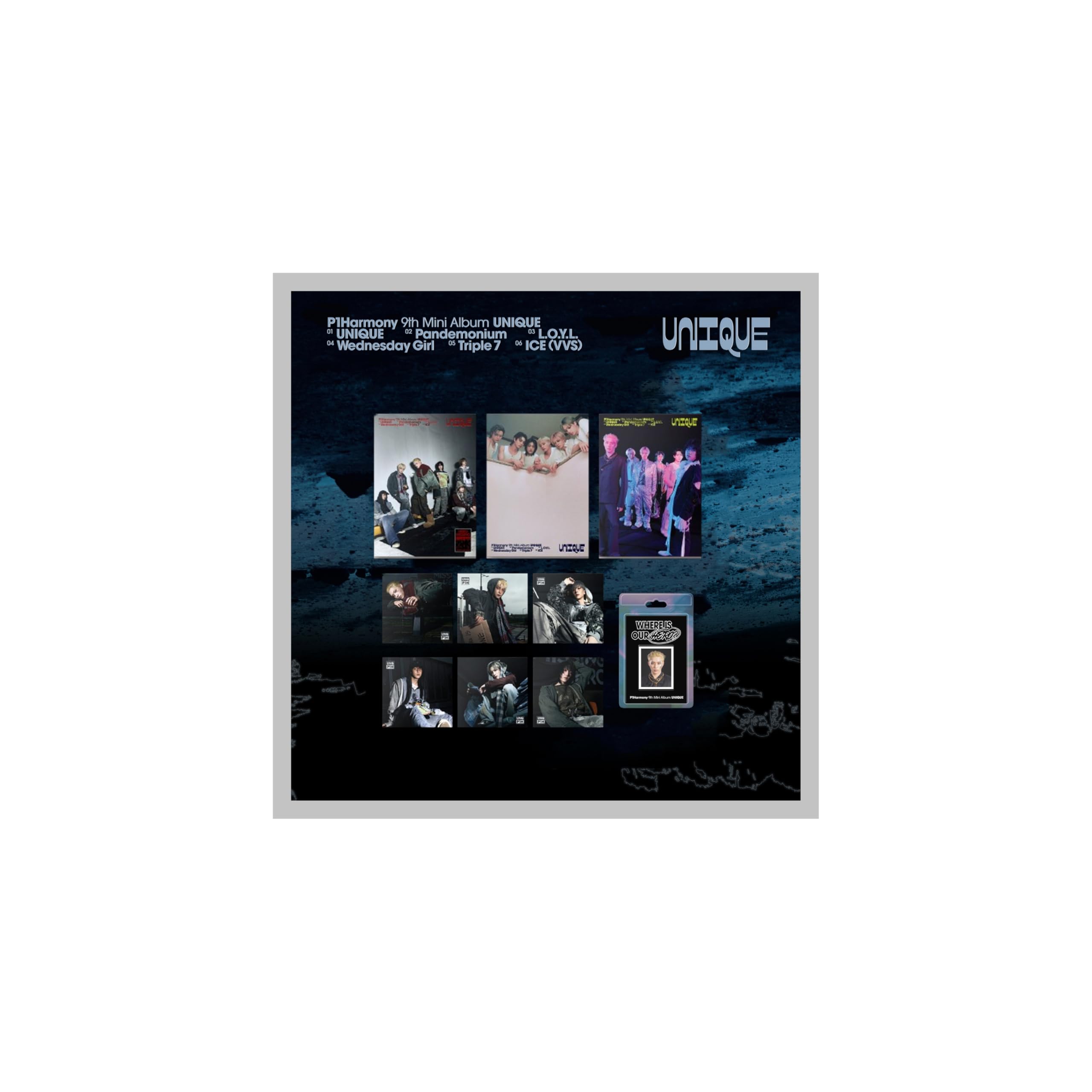 Zestaw 15 sztuk (3 książeczki + 6 kompaktowych + 6 faNCy) P1harmony UNIQUE 9. mini album z śledzeniem P1H