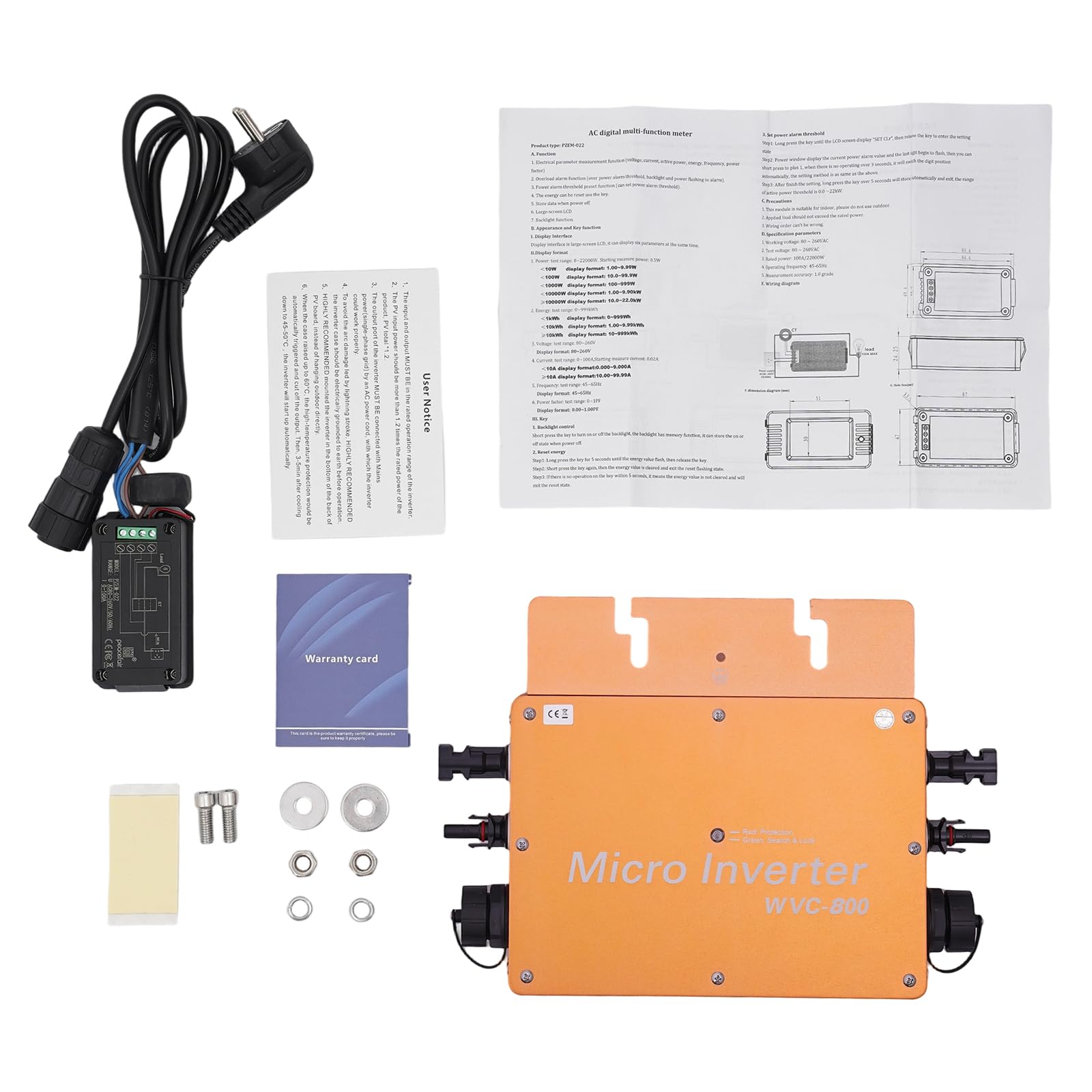 Microinverter 800 W per centrali elettriche da balcone, schermo LCD, inverter solare 22-50 VDC, uscita 230 V AC per uso domestico e commerciale, alloggiamento in alluminio