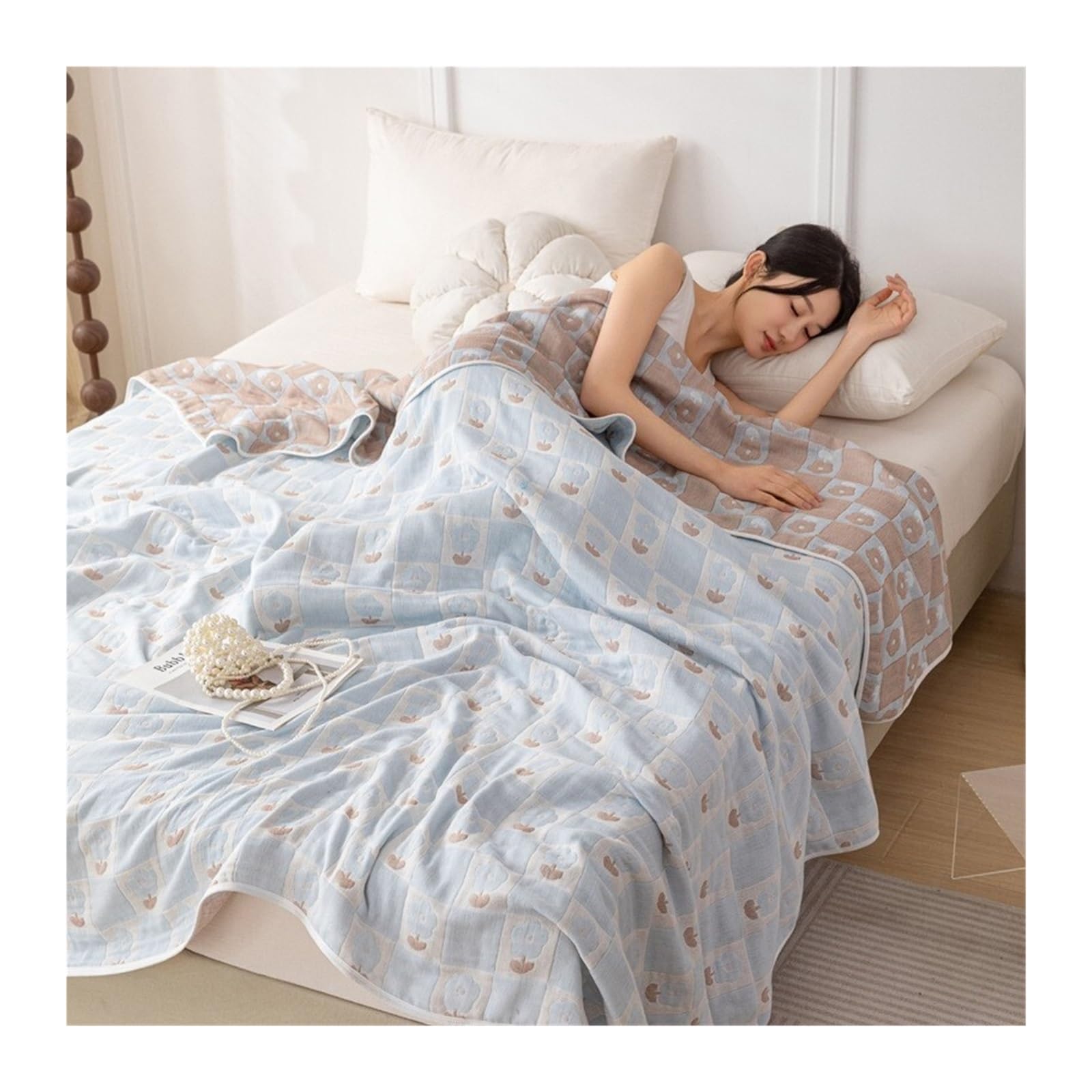 Breathable Cooling Gauze Muslin Blanket Multicolor Multiple Sizes(Color12,150x200cm)