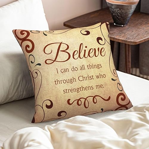 Miniatura 3 de NIDITW Juego de 4 refranes de las Escrituras para regalo, alegría, amor, fe, creer que puedo hacer todas las cosas a través de Navidad, quién me