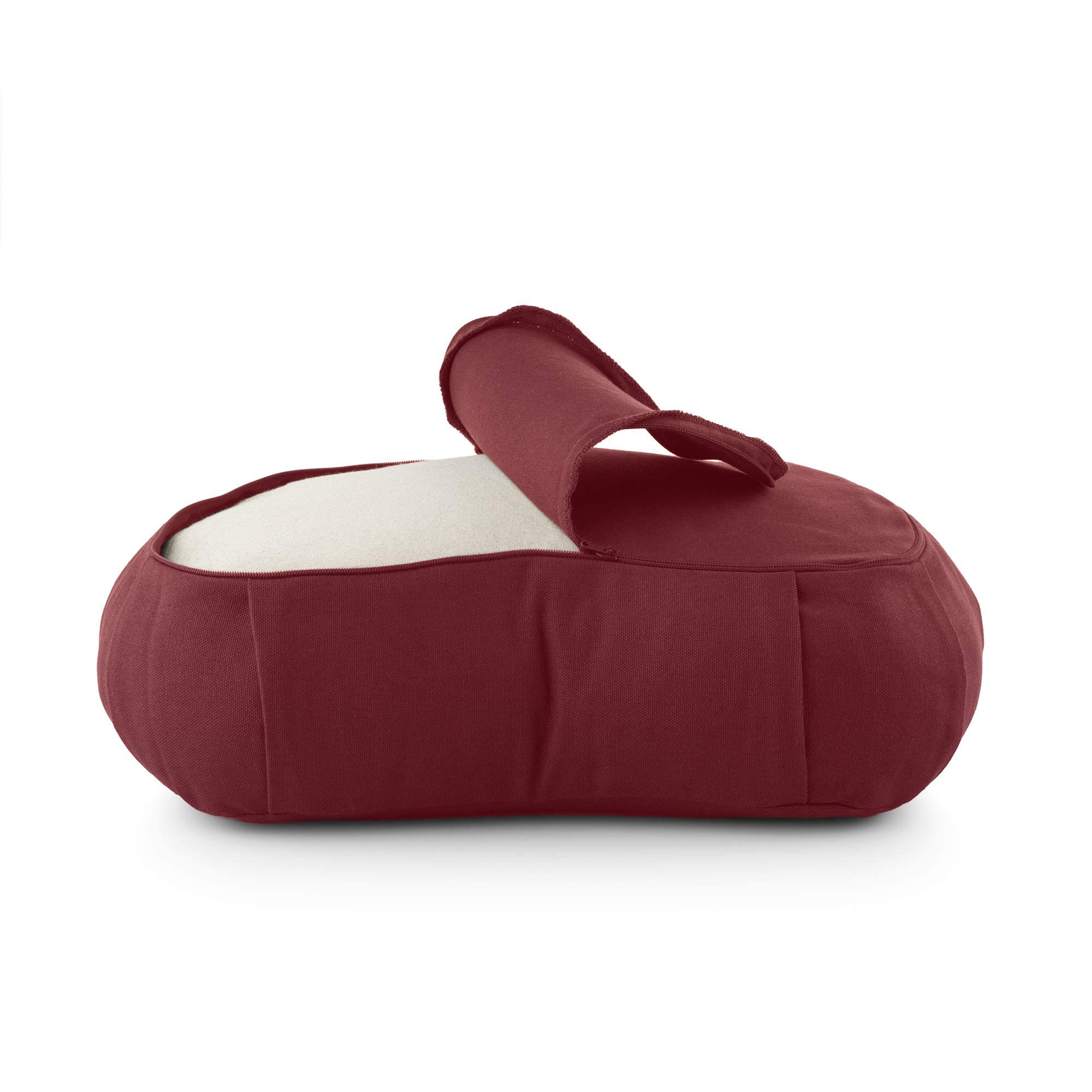 basaho CRESCENT Zafu Coussin de méditation Yoga | Coton bio | Coques de sarrasin | Housse amovible et lavable