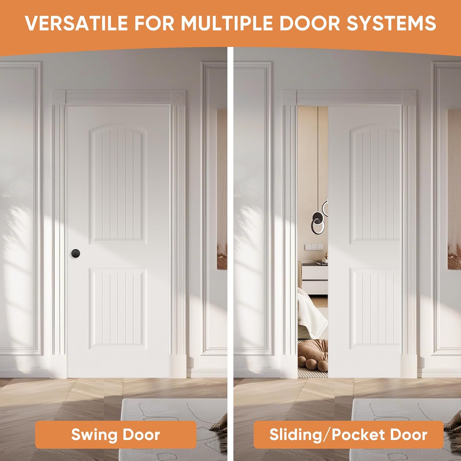 BARNSMITH 30x80 in 2-Panel Arch Top Plank Primed Molded Door Slab, Classic White Paintable Hollow Core Interior Door Panel, for Swing, Pocket, Sliding Door, Durable and Lightweight