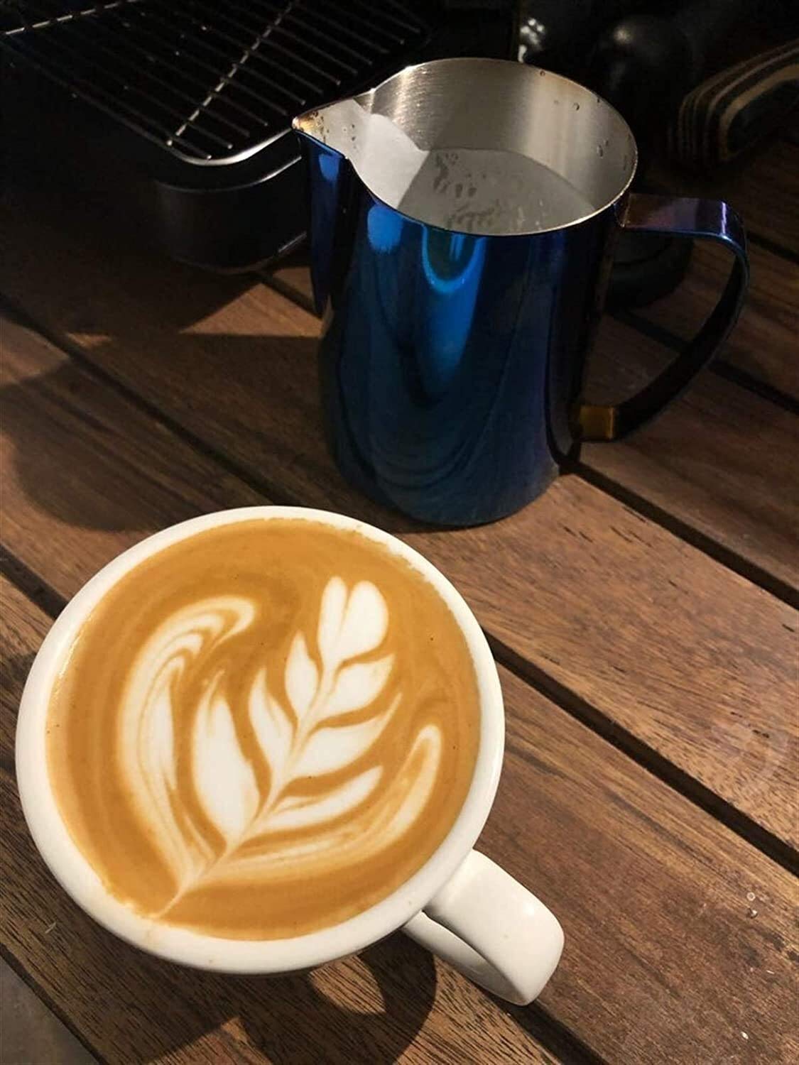 Dzbanek do kawy śmietanka dzbanek do spieniania mleka dzbanek do espresso dzbanek do kawy barista rzemiosło kawa latte mleko spienianie dzbanek ze stali nierdzewnej (kolor: kolorowy, rozmiar: 600 ml)
