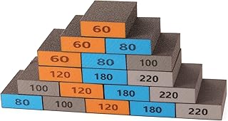 18 Pack Sanding Sponge, INZONELANUS Wet Dry Sanding Blocks 60 80 100 120 180 220 Grit Coarse/Medium/Fine Assortment Washable and Reusable Foam Sander Sponges for Wood, Metal, Drywall, Polishing, Pot