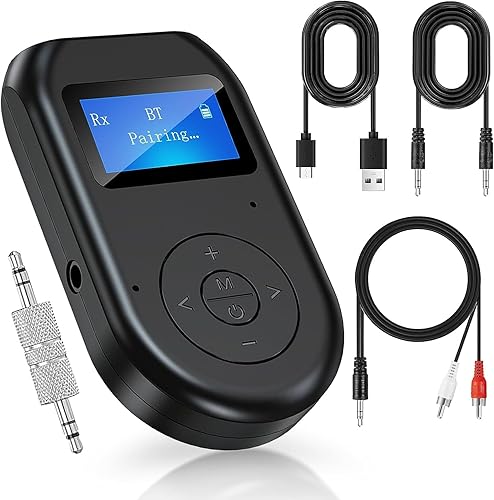 Receptor transmisor Bluetooth, adaptador Bluetooth 5.0 Bluetooth 5.0 de baja latencia con pantalla LED, adaptador Bluetooth auxiliar inalámbrico