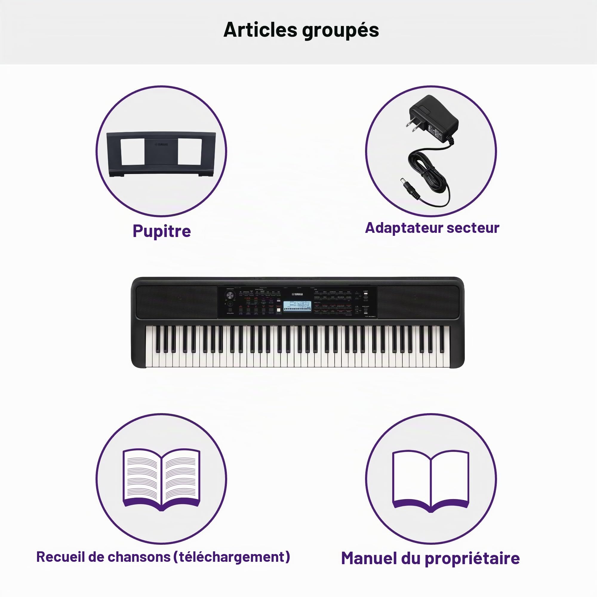 Yamaha PSR-EW320 Clavier portable pour débutants, 650 voix d'instruments authentiques et 76 touches tactiles avec une polyphonie de 48 notes
