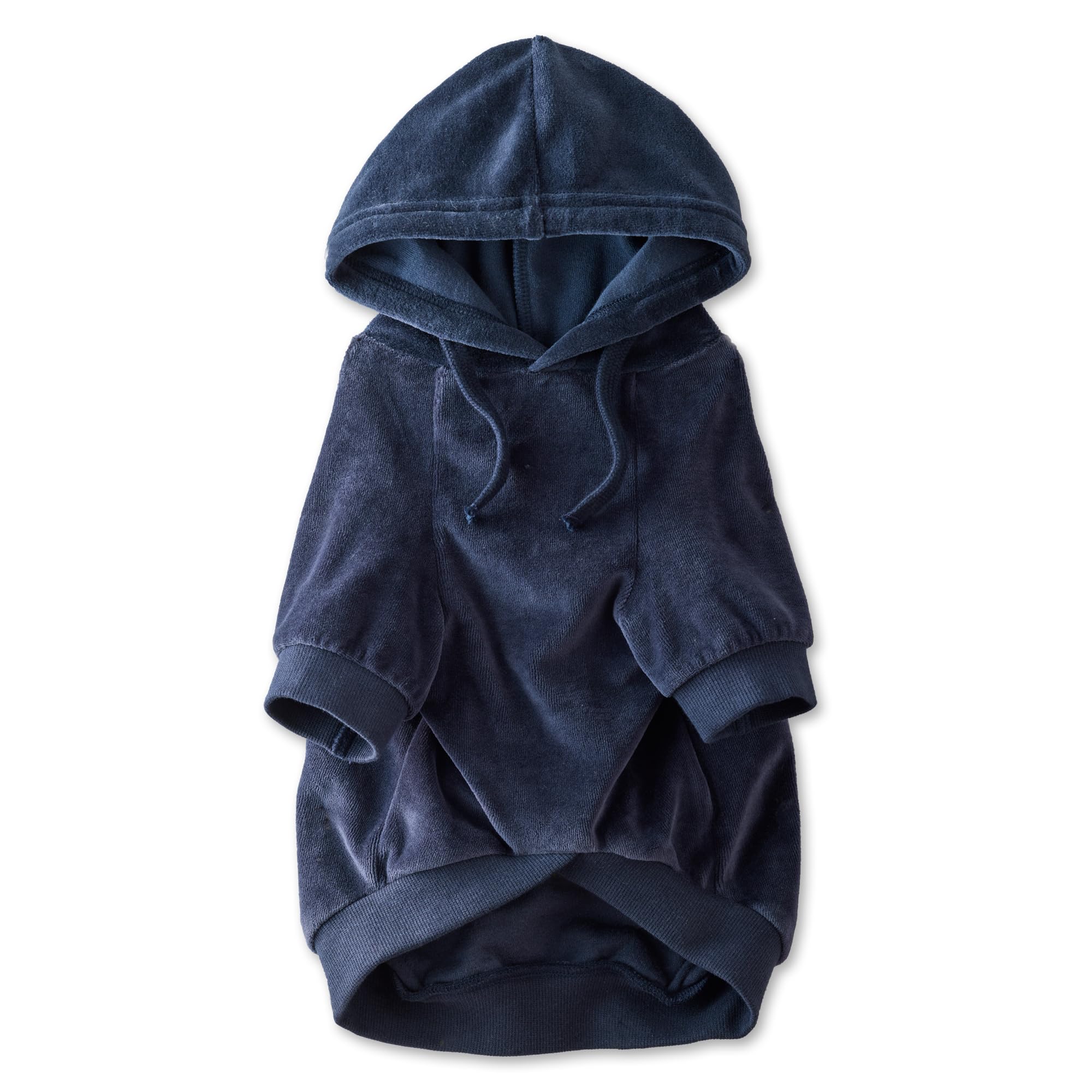 Pet Passion Organic Cotton Velour Dog Hoodie Pet Coat for Small, Medium and Large Dogs, Navy, Medium