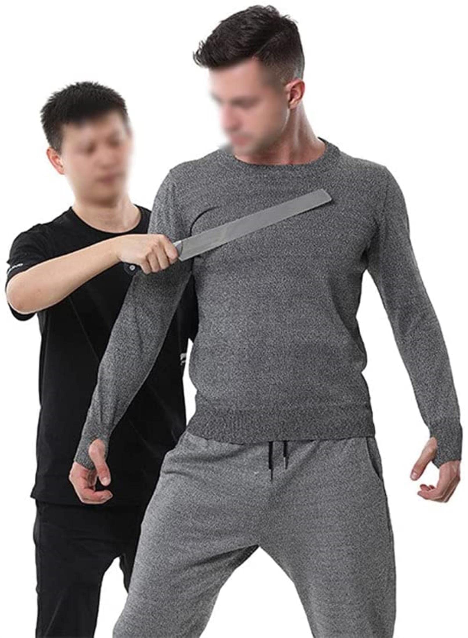 Chaleco a Prueba de Cortes y puñaladas, Camiseta de Manga Larga a Prueba de mordeduras, rasgaduras y puñaladas, Utilizada para Proteger la Seguridad Personal (Cuello Redondo Gris Oscuro)