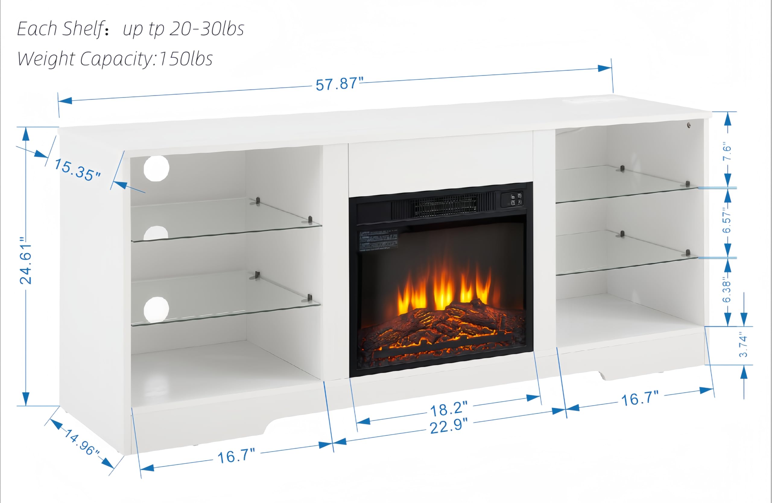TBCOPTO Fireplace TV Stand with 18