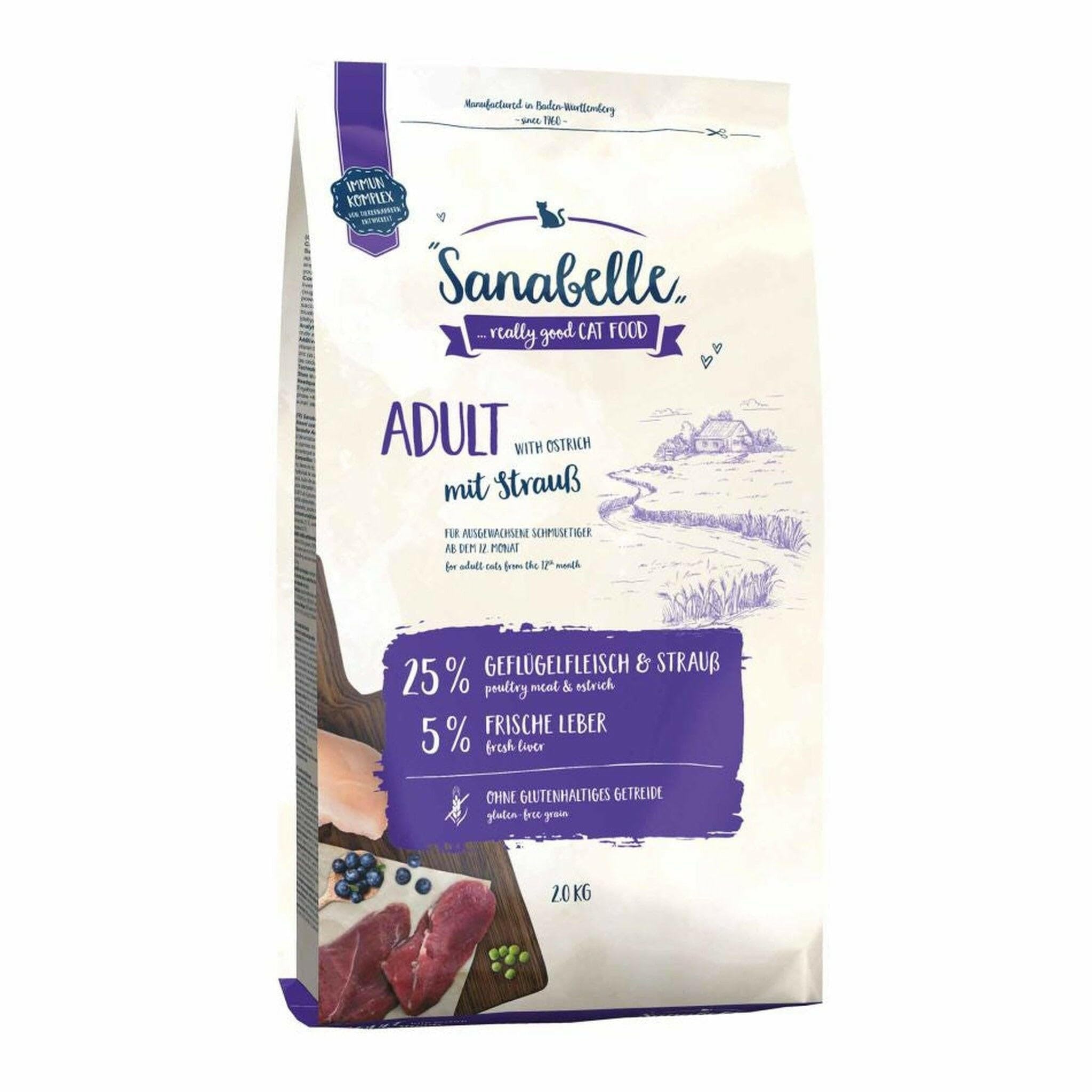 Sanabelle Adult with Ostrich Dry cat food for adult cats (from 12 months), 2.50 kg