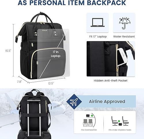 Miniatura 3 de LOVEVOOK Mochila para laptop para mujer, mochila para profesores, bolsas de enfermería, mochila de trabajo para mujer, bolsa impermeable antirrobo,