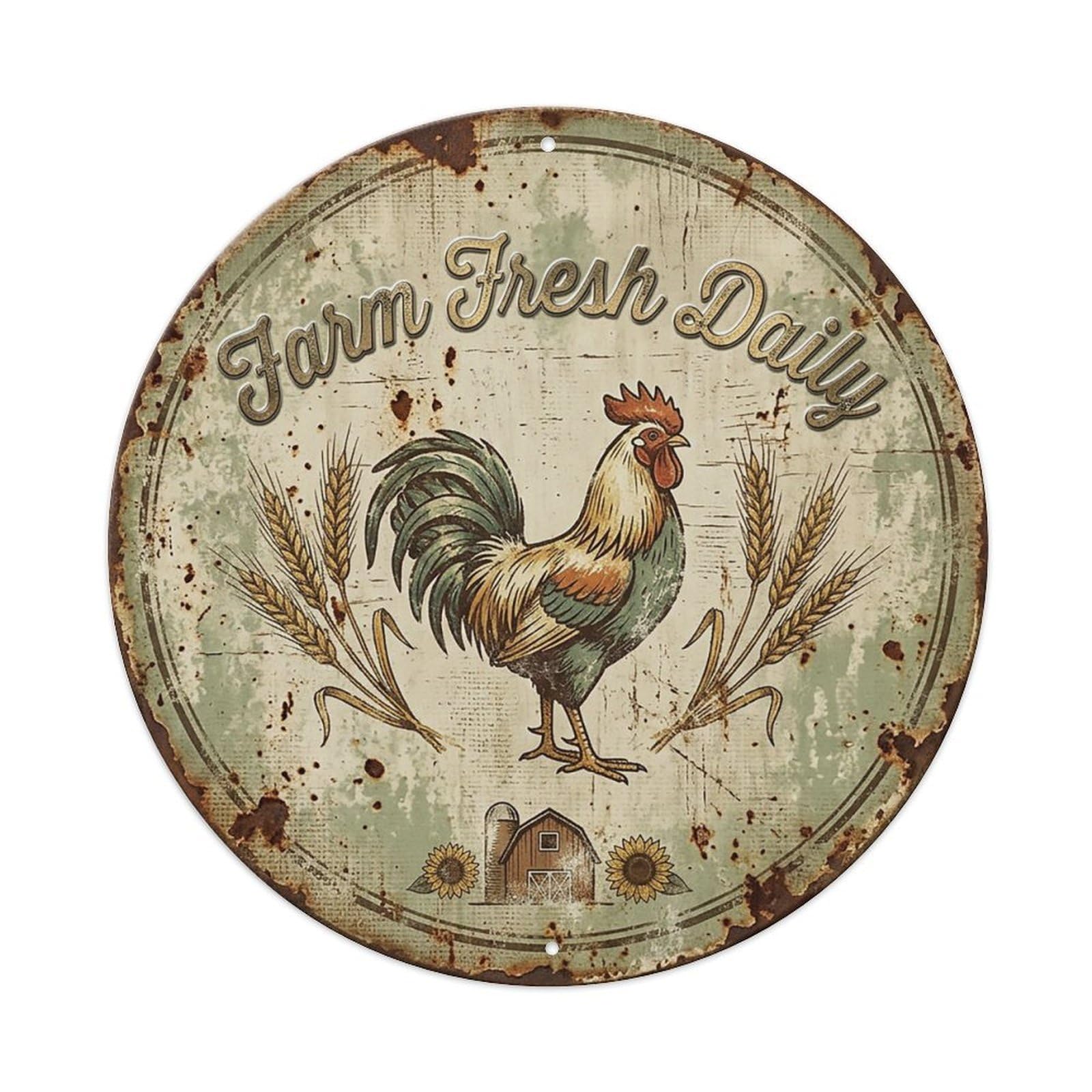 Round Tin Sign 3 - Farmhouse Rustic Metal Tin Sign