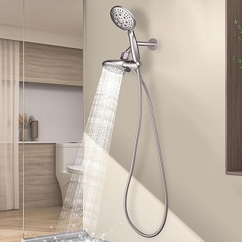 Miniatura 8 de Cobbe Cabezal de ducha de 3 vías de alta presión de 48 ajustes, ducha de mano y ducha de lluvia por separado o juntos, cabezal de ducha doble 2 en 1