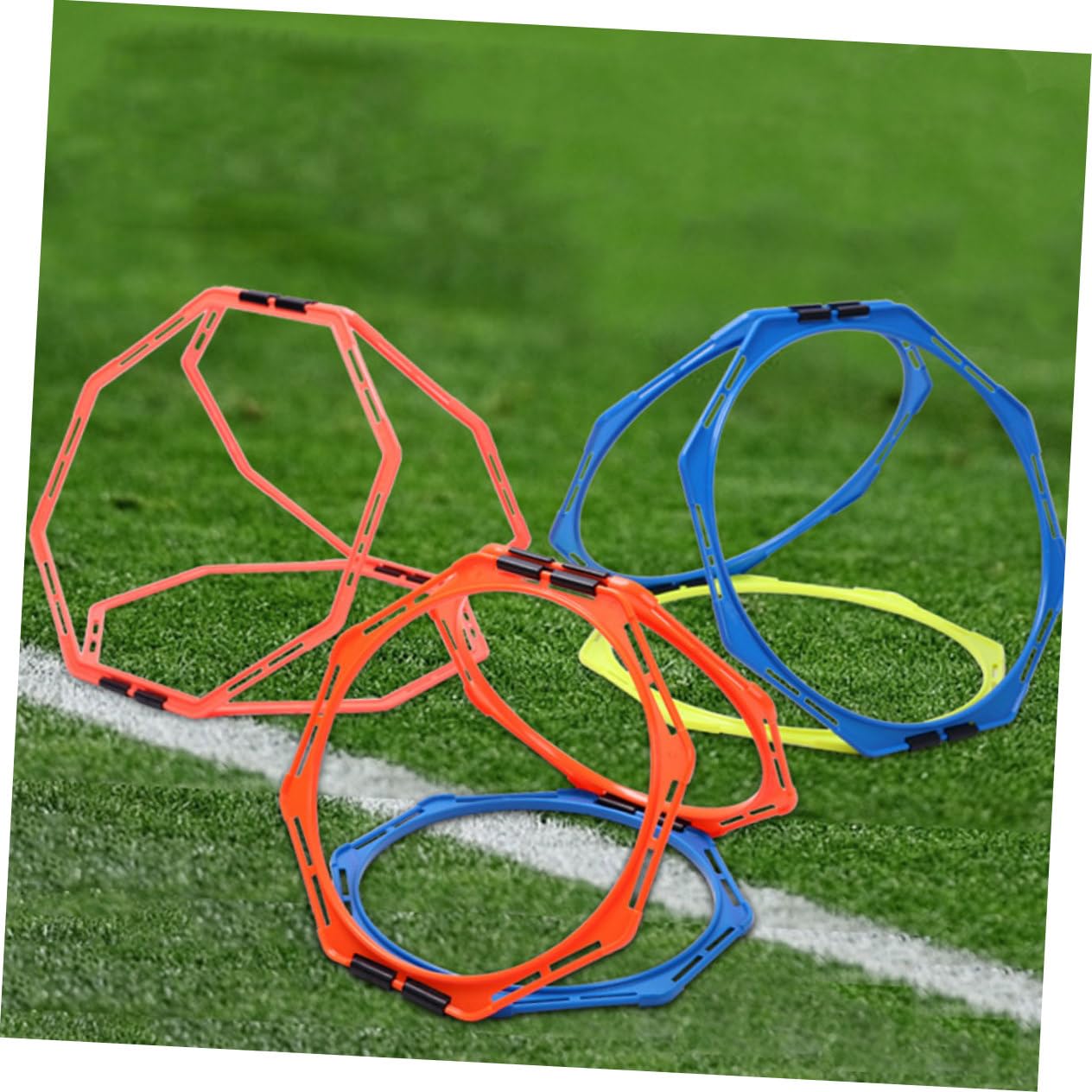 WOONEKY Anelli di Agilità per Allenamento Calcio, 4 Unitá, PP, Stabili e Flessibili per Esercizi di Velocità e Coordinazione