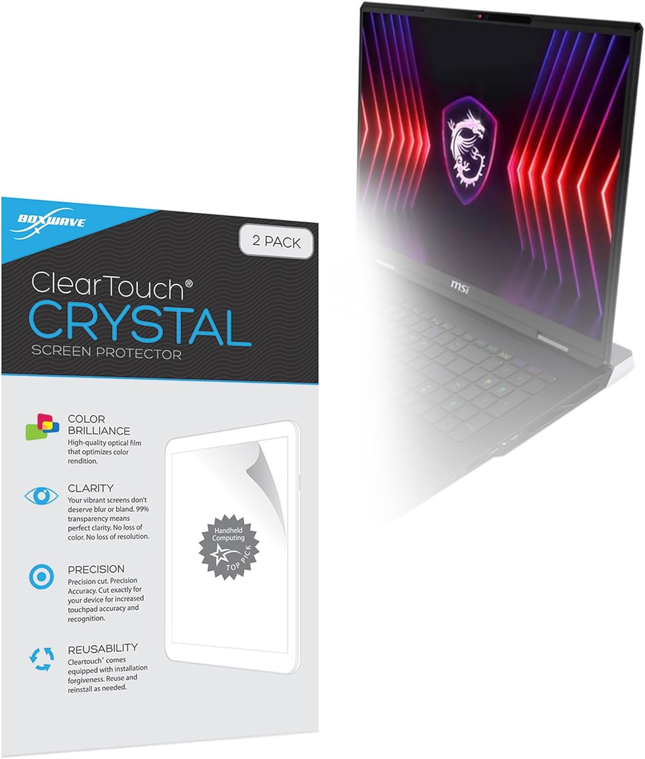 BoxWave Screen Protector Compatible with MSI 18" Titan 18 HX AI Gaming Laptop - ClearTouch Crystal (2-Pack), HD Film Skin - Shields from Scratches