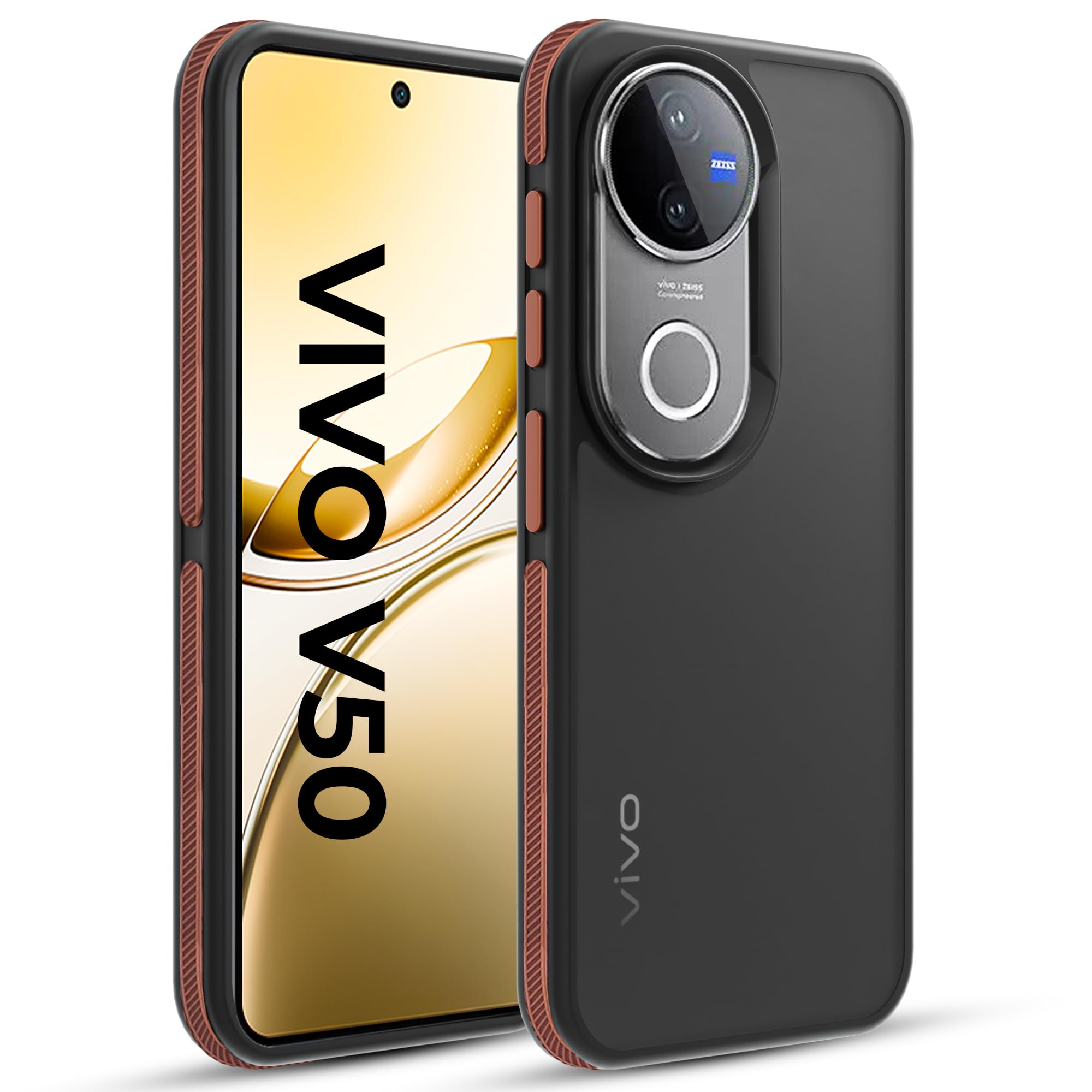 A rtistque Frosted Ultra Matte Back Cover Case for Vivo V50 / V50E 5G | Smooth Sides with Grip | Stylish Protective Design | Raised Camera Edges | Vivo V50 & V50E 5G Back Cover - Brown