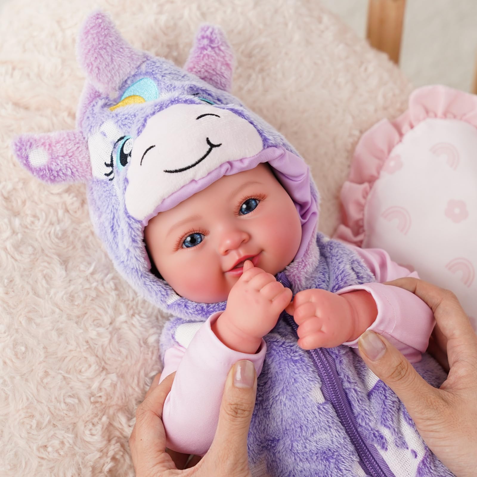 BABESIDE 17 Zoll Puppe Mädchen, Realistische Vinyl Gliedmaßen | Reborn Puppe Realistischer Look, Weich Kuschelig, Bewegliche Gliedmaßen, Zubehör im Set