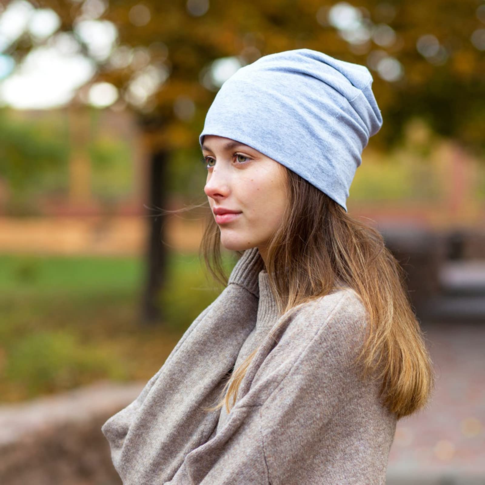 Tergy 20 Stück Unisex-Beanie-Mützen für Männer und Frauen, lässige Beanie-Hip-Hop-Kappen, leicht, weiche Totenkopf-Mützen für Chemo-Schlaf, einfarbige Farbe, Solid Color