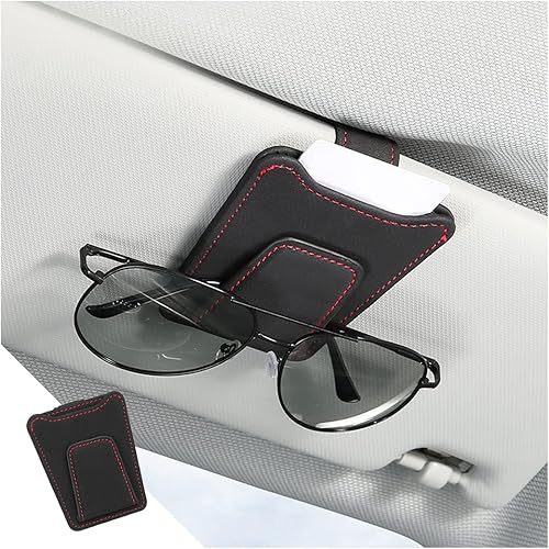 Soportes para lentes de sol para visera solar de automóvil soporte magnético para gafas soporte de anteojos de cuero clip para tarjeta de boleto de