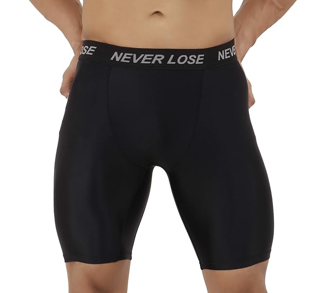 Men's Nylon Sports Half Compression Pant (Black)