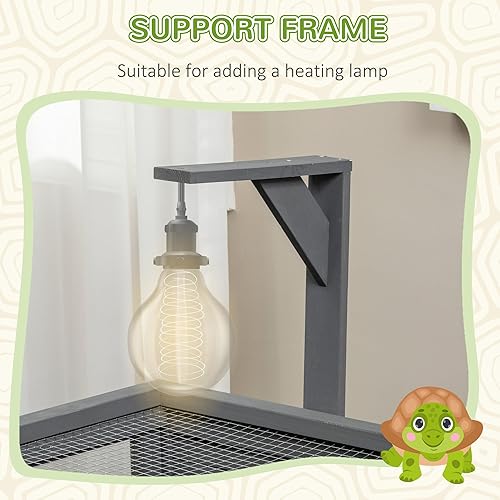 Miniatura 4 de PawHut Hábitat de tortuga con almacenamiento de estantes, recinto de tortuga con protección contra la intemperie, accesorio de regalo de tortuga,