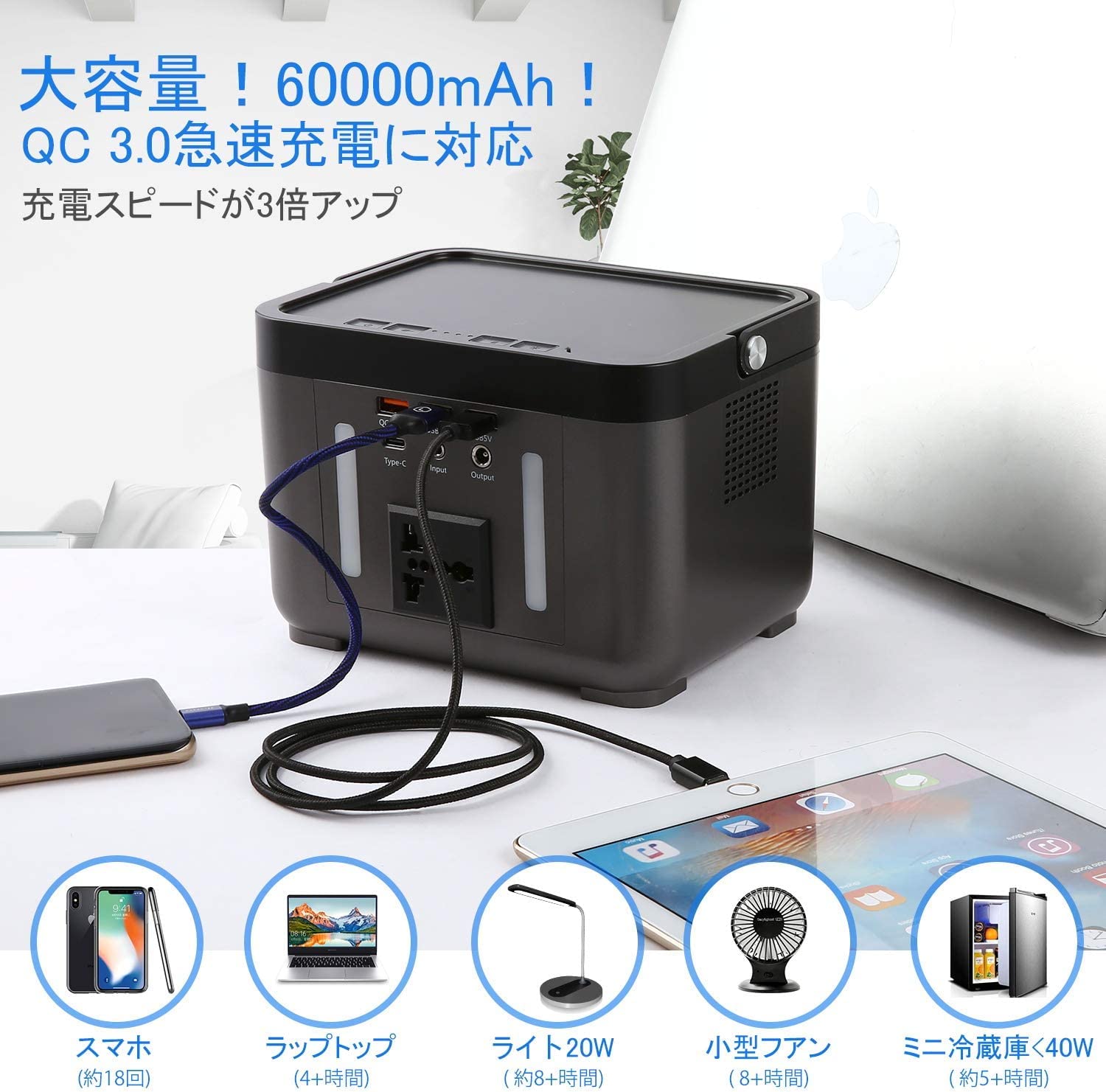 Amazon.co.jp: 【グランドセール】ポータブルバッテリー LORAKUR 